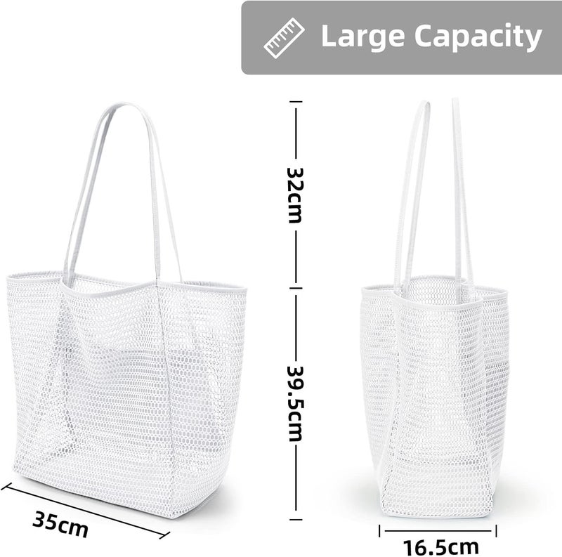 KALIDI BeachNylon Mesh Tote Bag, Casual Tote Bag Hobo Women Foldable MAX 23L Shoulder Bag For Beach Picnic Vacation - Image 5